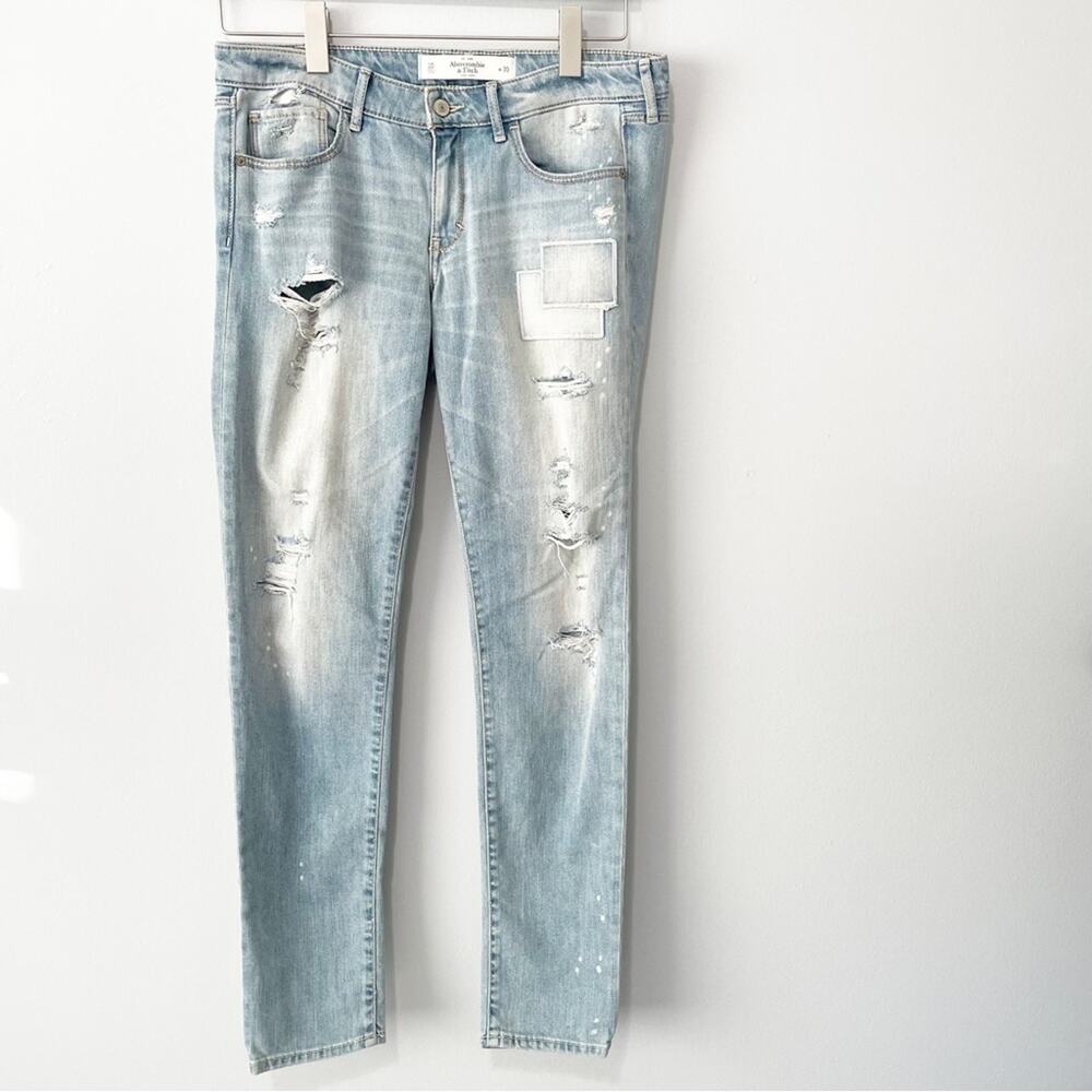 Abercrombie & Fitch ripped distressed jeans patched bleached size 10 size 30